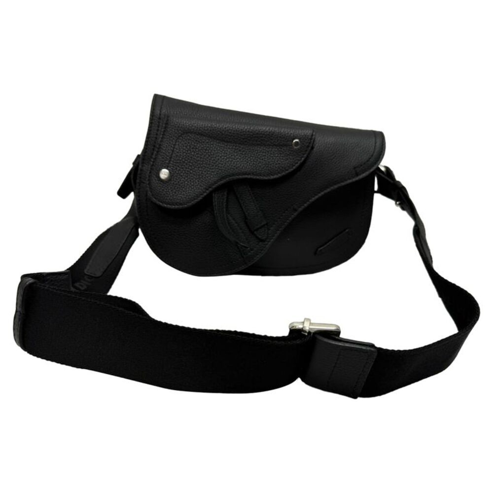Dior Saddle Messenger Pouch in Black Grained Calfskin Leather